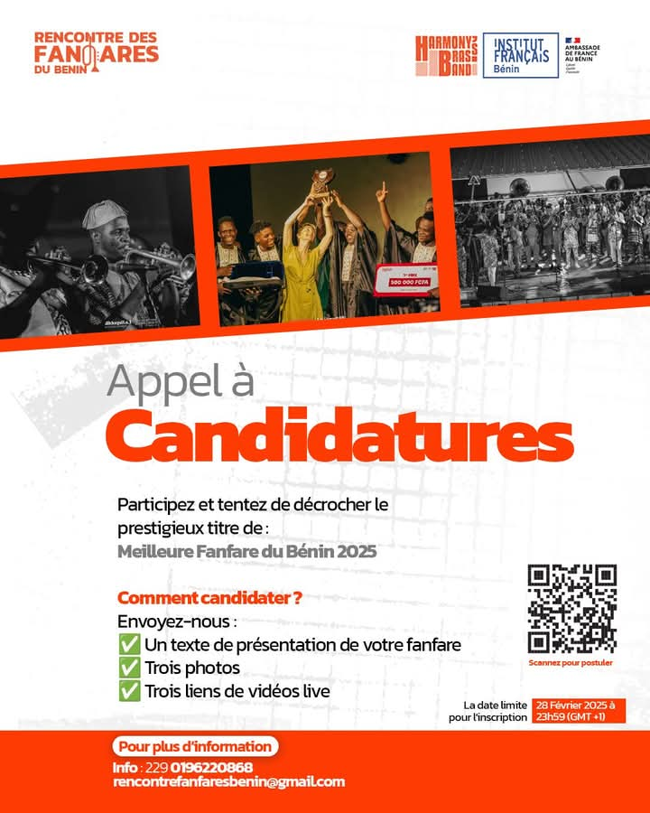 Appel à candidatures : La RENCONTRE DES FANFARES DU BÉNIN 2025!